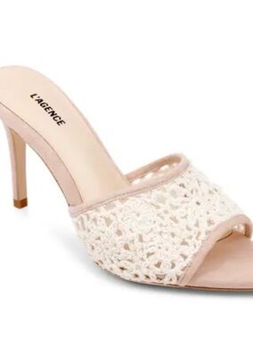 L'AGENCE Armande Pointed Toe Slide Sandal In Ecru/pecan